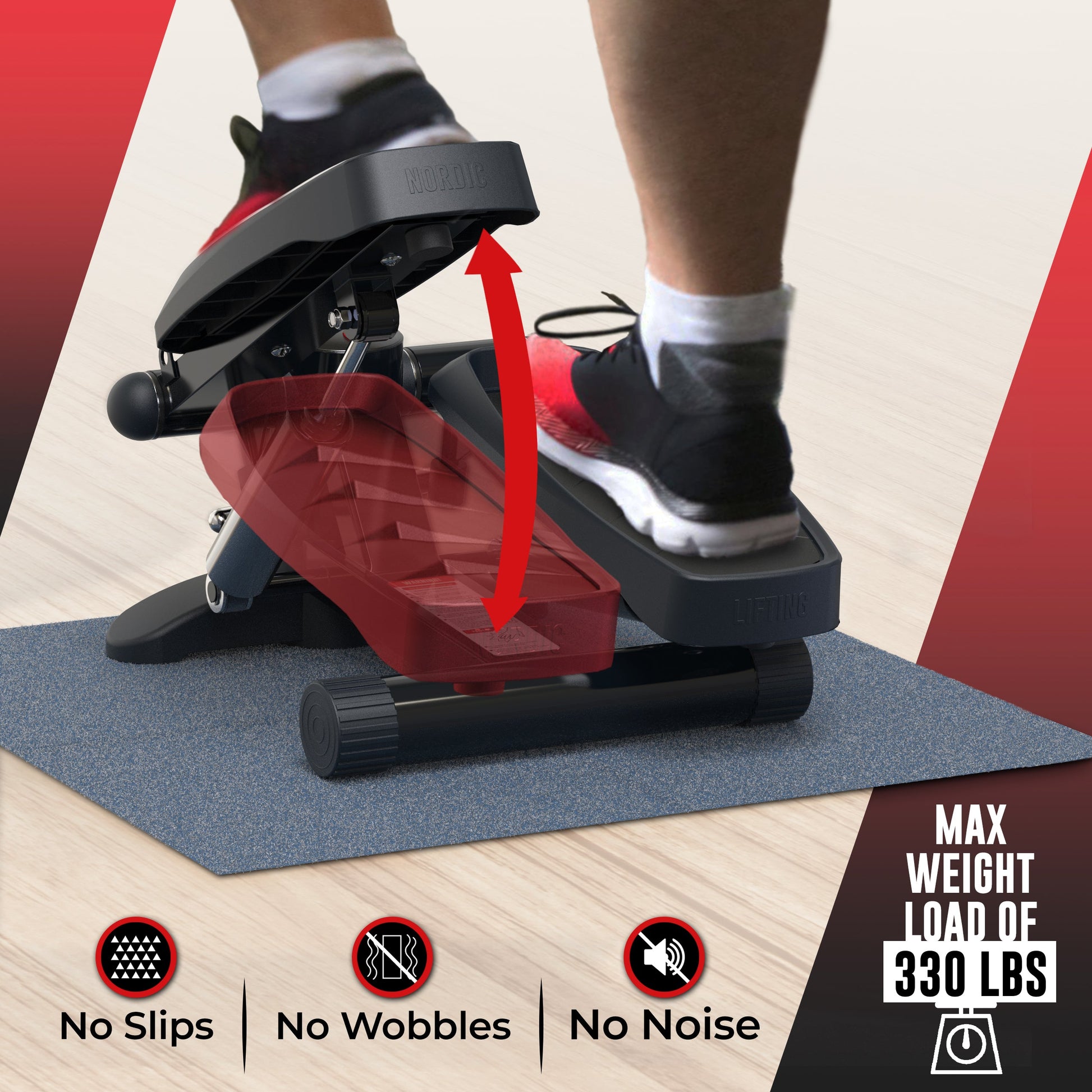 Stepper Compacto con Monitor de Seguimiento y Bandas – Entrena Piernas, Glúteos y Cardio en Casa
