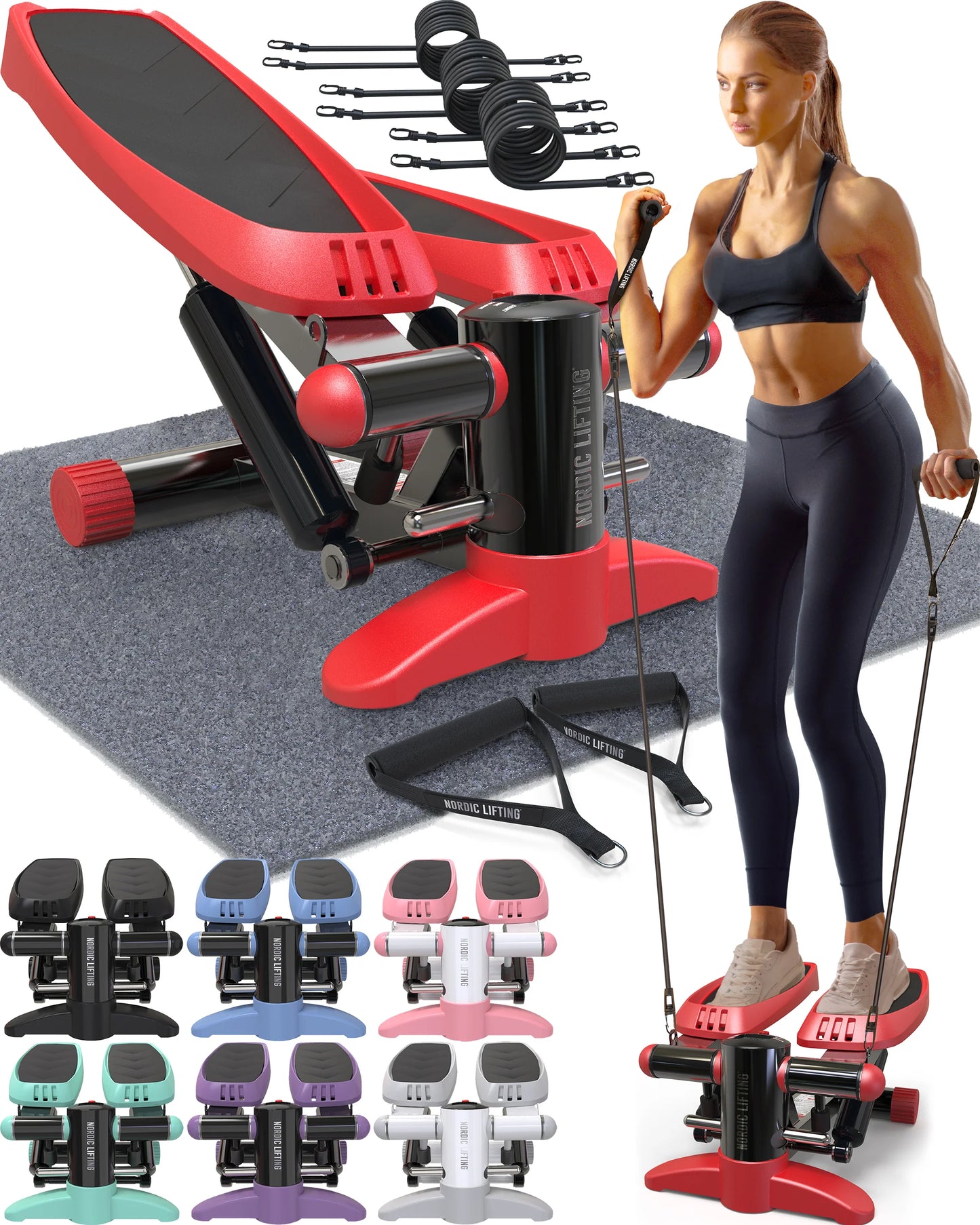 Stepper Compacto con Monitor de Seguimiento y Bandas – Entrena Piernas, Glúteos y Cardio en Casa