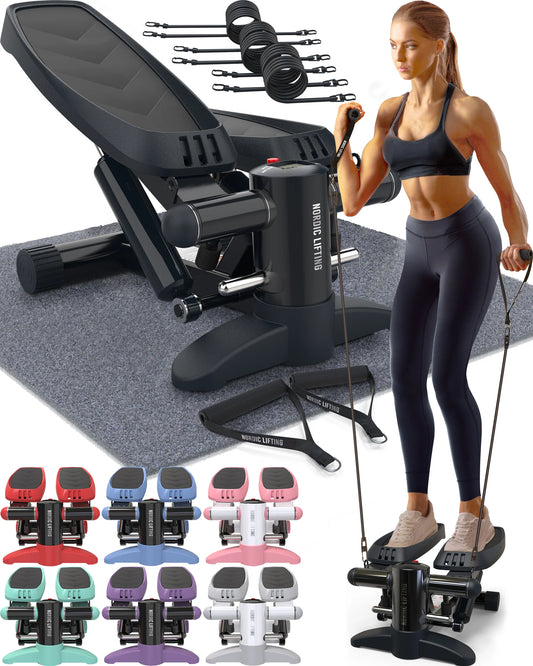 Stepper Compacto con Monitor de Seguimiento y Bandas – Entrena Piernas, Glúteos y Cardio en Casa