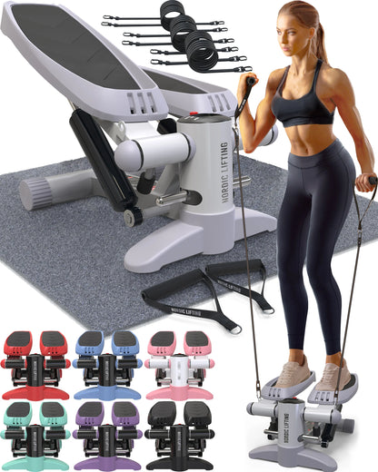 Stepper Compacto con Monitor de Seguimiento y Bandas – Entrena Piernas, Glúteos y Cardio en Casa